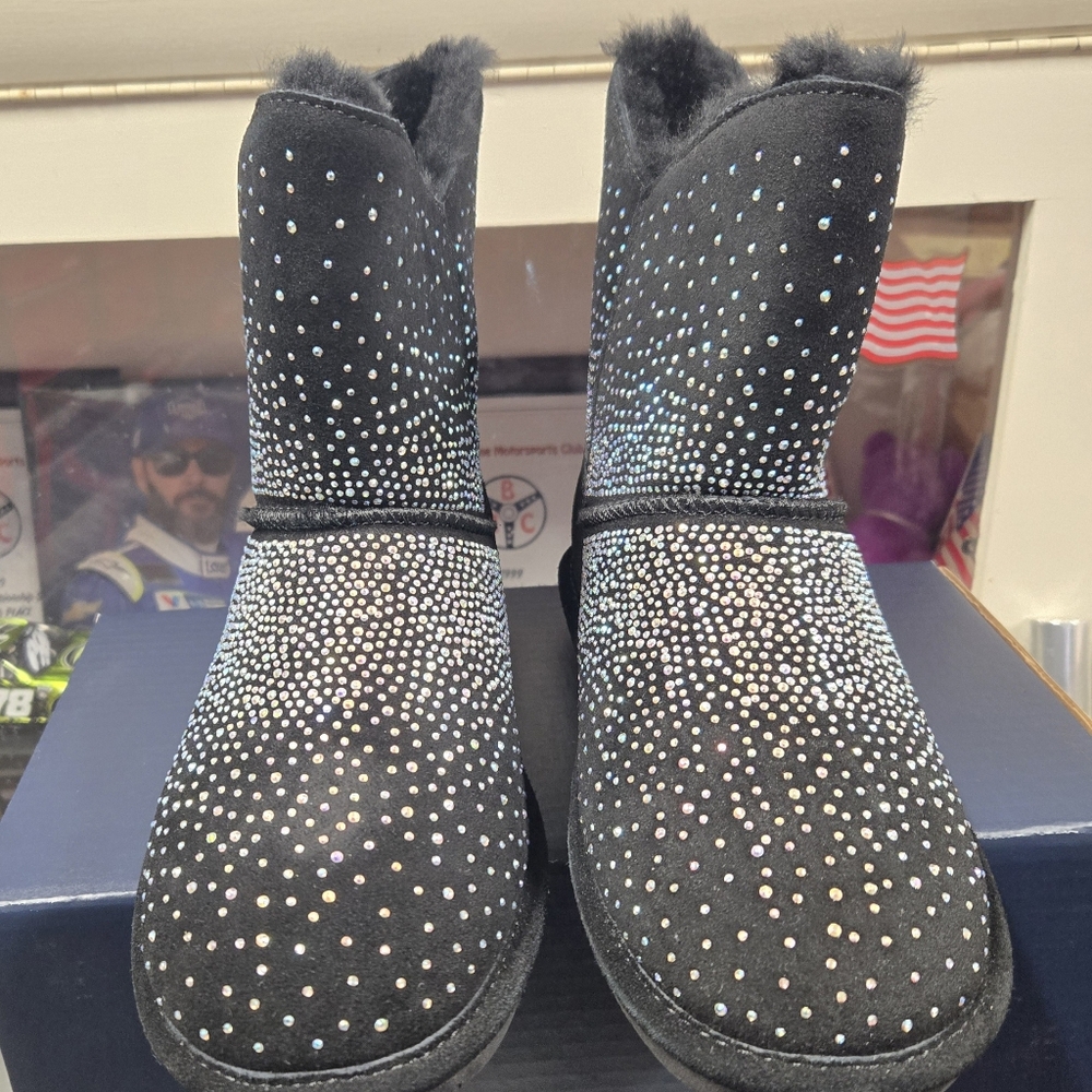 Bearpaw Black Suede Sparkle Boots